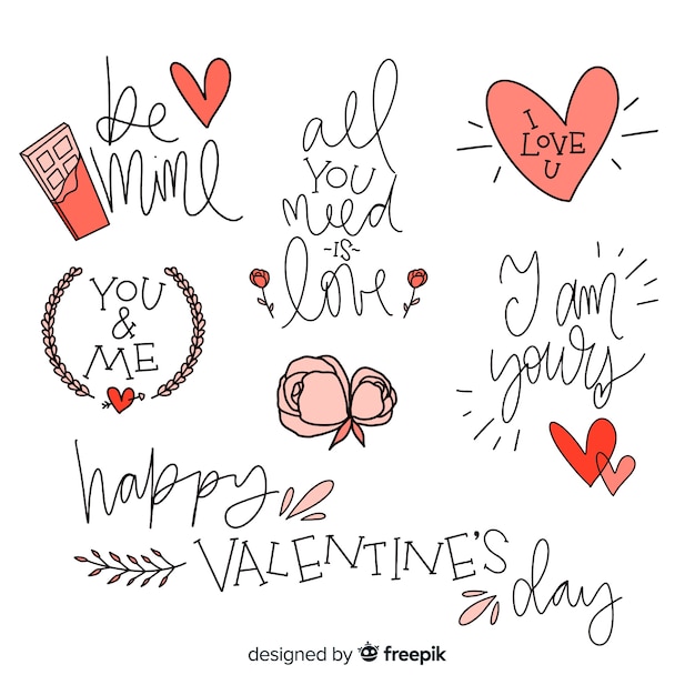 Valentine's day lettering quote collection