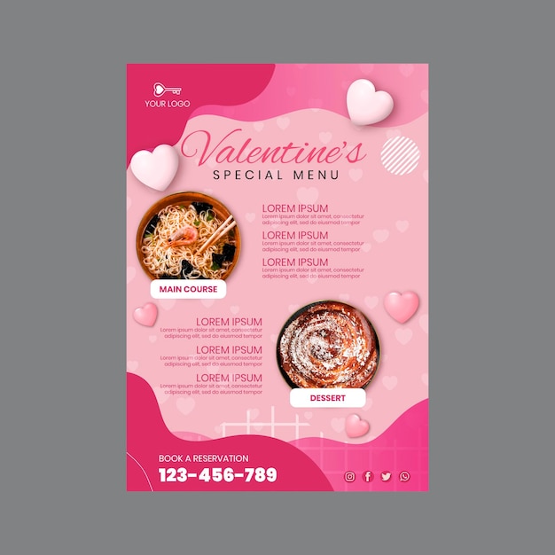 Valentine's day menu template