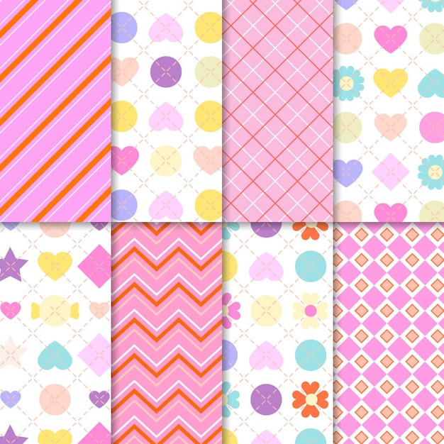 Valentine's day pattern collection in flat design