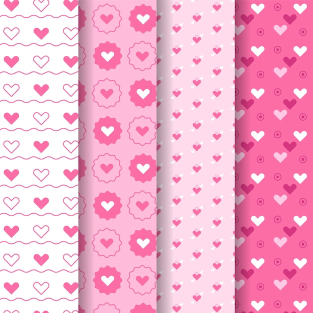 Valentine's day pattern collection in flat design