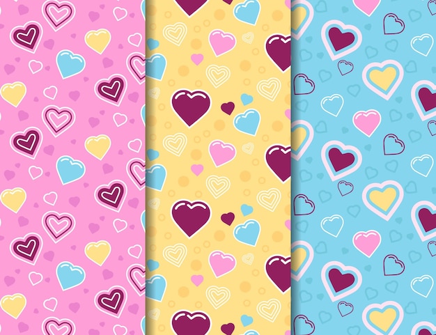 Valentine's day pattern collection in flat design