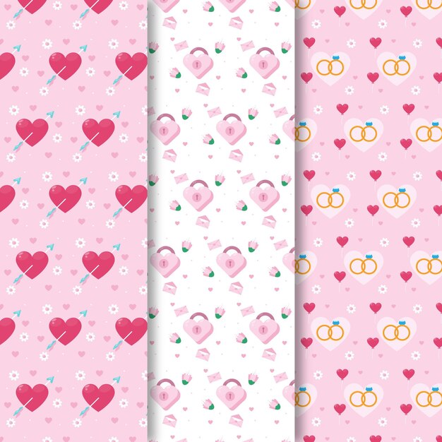 Valentine's day pattern collection in flat design