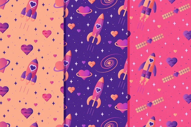 Valentine's day pattern collection in flat design