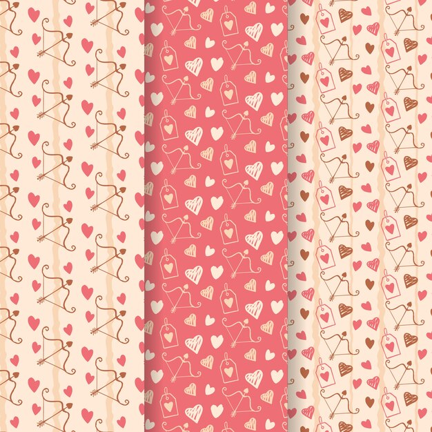 Valentine's day pattern collection hand drawn