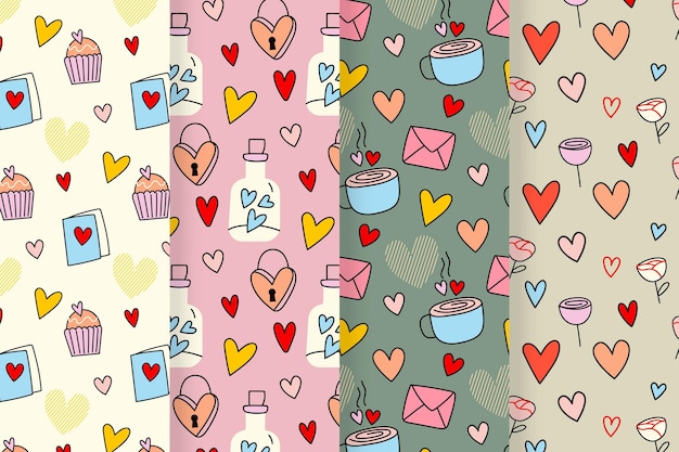 Valentine's day pattern set with drawings