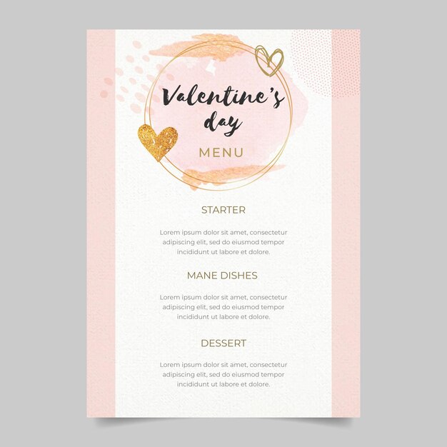 Valentine's day restaurant menu template