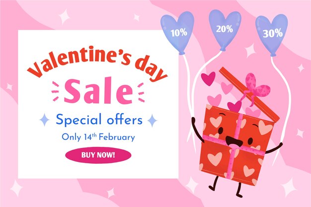 Valentine's day sale background illustrated