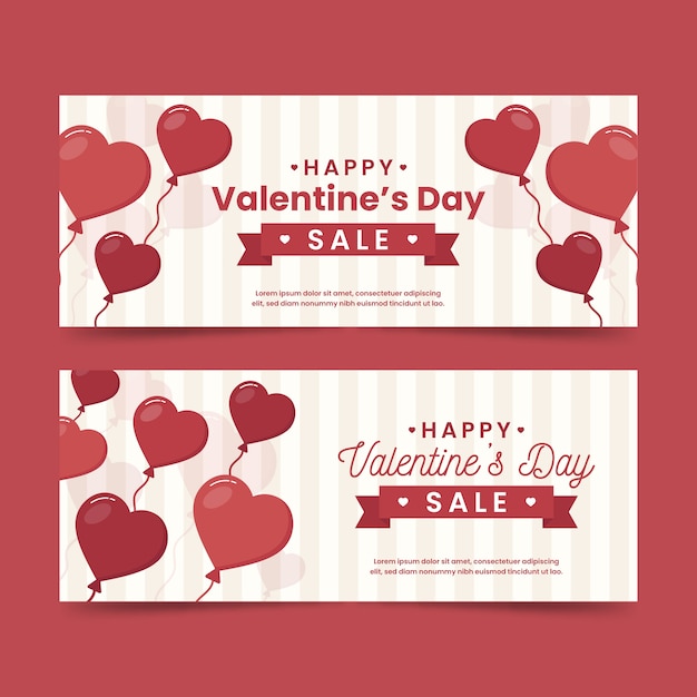 Free vector valentine's day sale banners in flat design