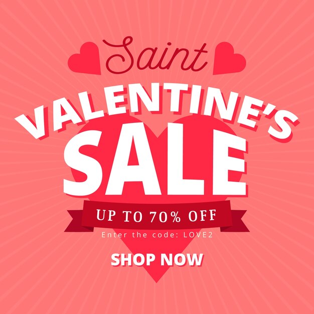 Valentine's day sale in flat design