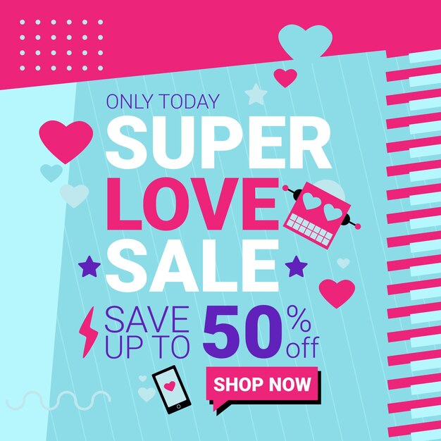 Valentine's day sale in flat design