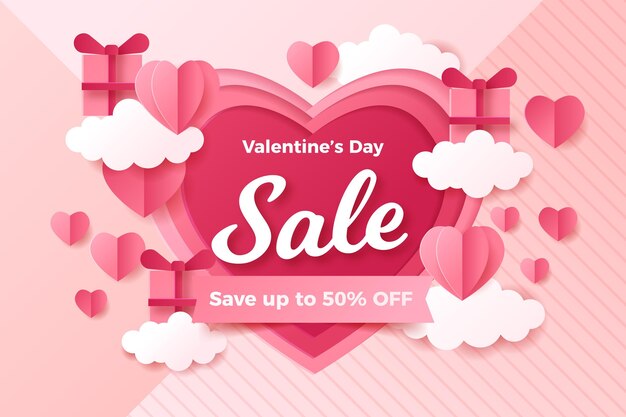 Valentine's day sale in paper style