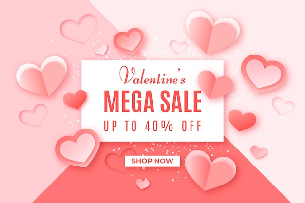 Valentine's day sale in paper style