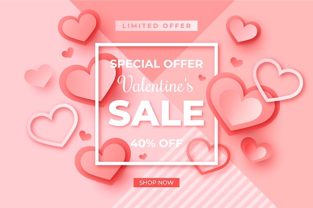 Valentine's day sale in paper style