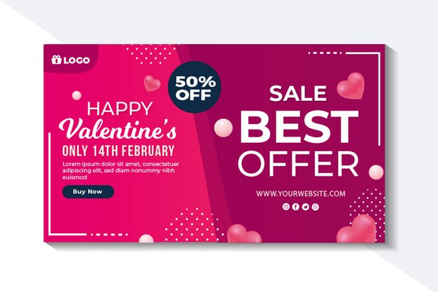 Valentine's day sales banner with discount