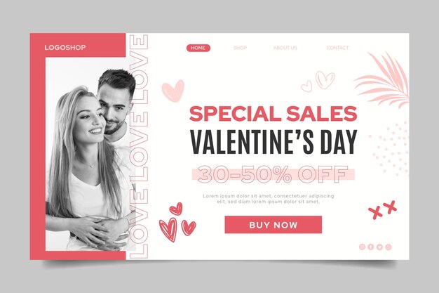 Valentine's day sales landing page