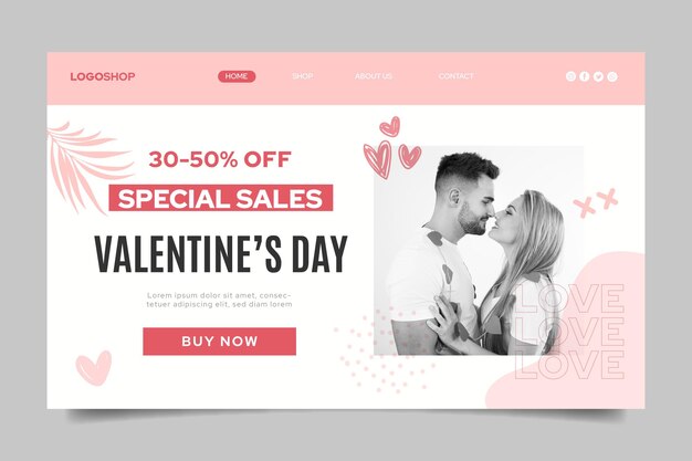 Valentine's day sales landing page