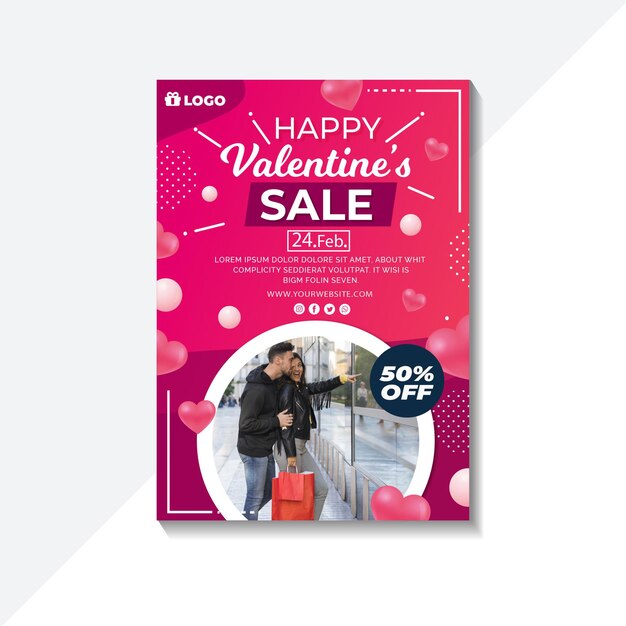 Valentine's day sales poster with offer