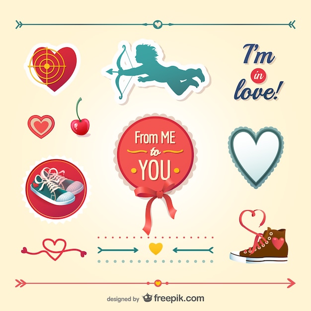 Free Vector valentine's day stickers