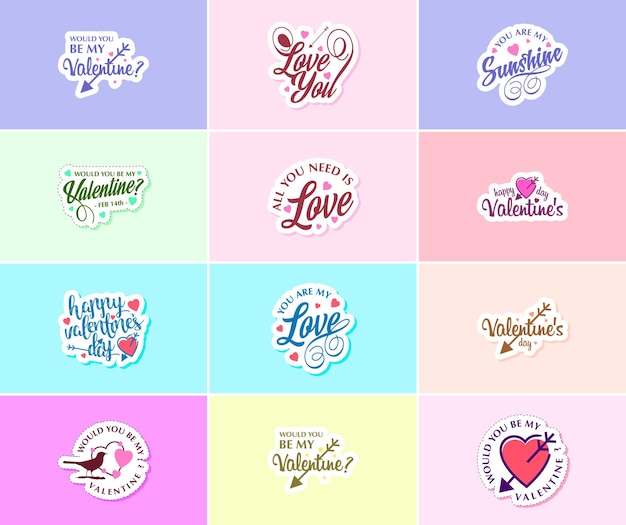 Free Vector valentine's day a time for love and stunning visual stickers