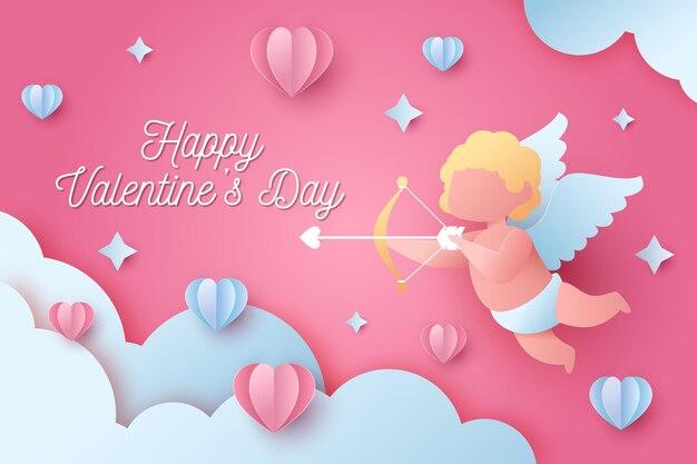 Valentine's day wallpaper in paper style