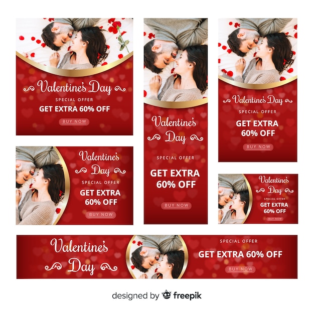 Free Vector valentine's day web banner collectio