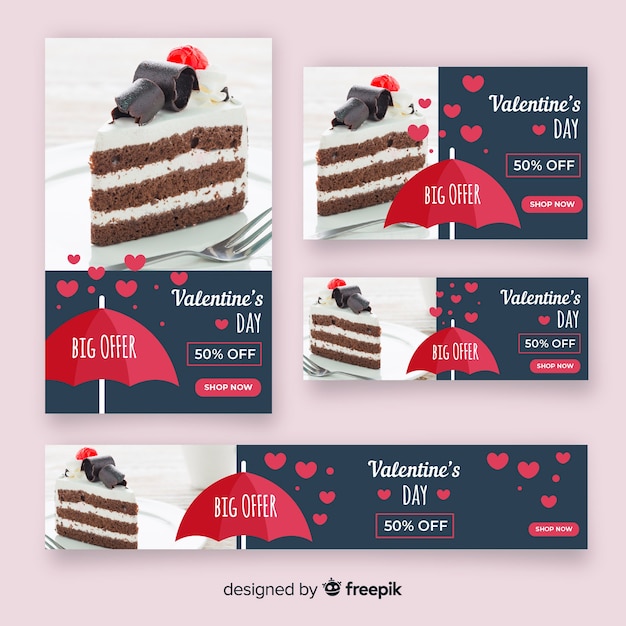 Free Vector valentine's day web banners with photo