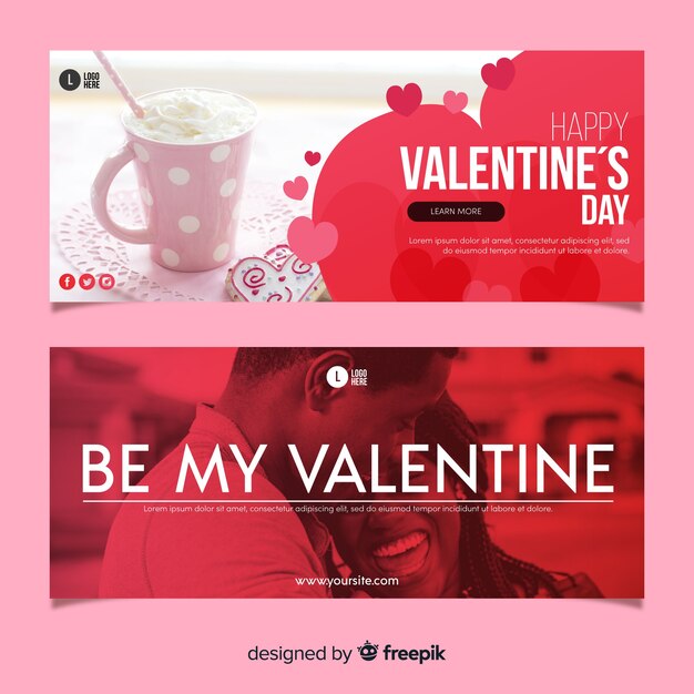 Valentine's day web banners with photo