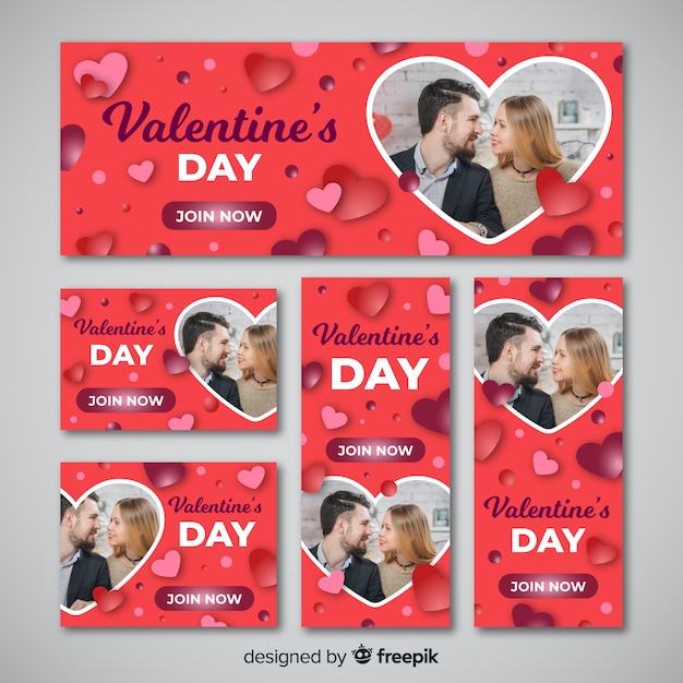 Valentine's day web banners with photo