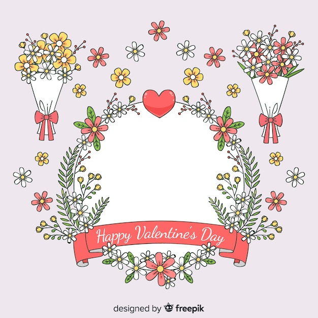 Free Vector valentine's day wreath and bouquet collection