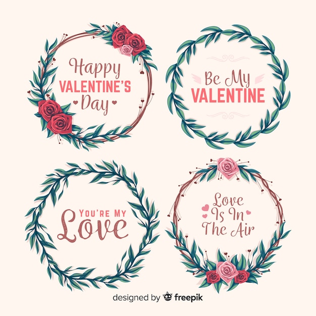 Free Vector valentine's day wreath collection