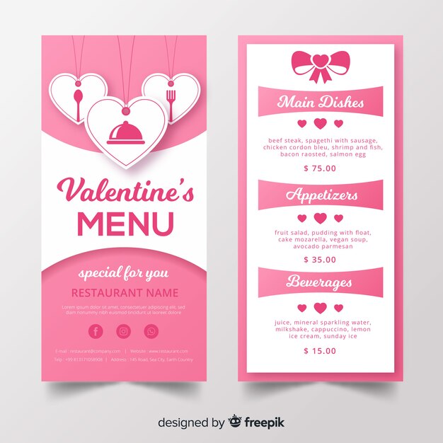 Valentine's menu template