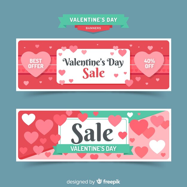 Valentine sale hearts banner 