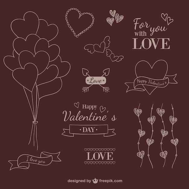 Free Vector valentine scribble ornaments