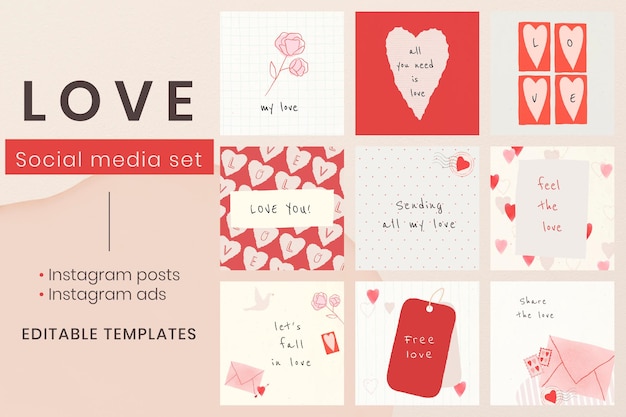 Free Vector valentine social media template set