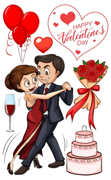 Free Vector valentine theme with couple dancing