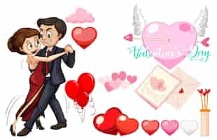 Free vector valentine theme with couple dancing