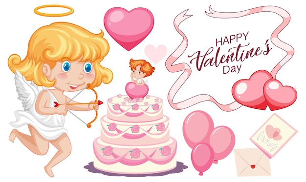 Valentine theme with cupid and big cake