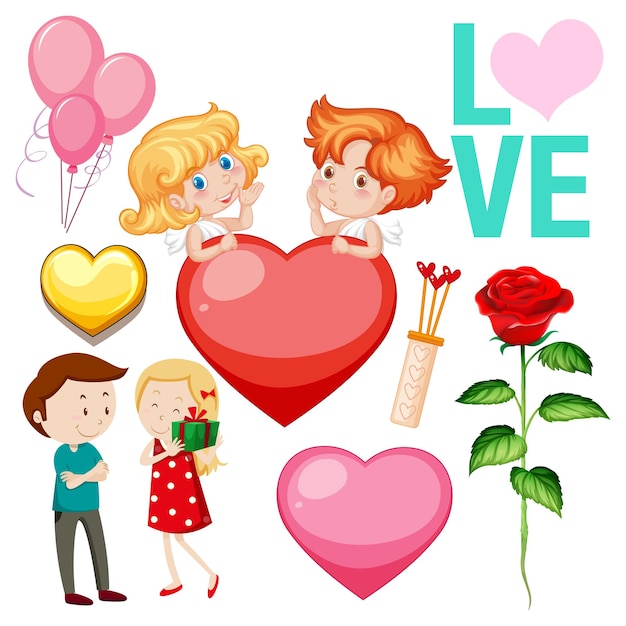 Free Vector valentine theme with lovers and rose