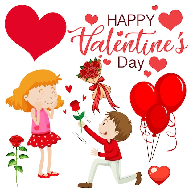 Free Vector valentine theme with lovers and roses