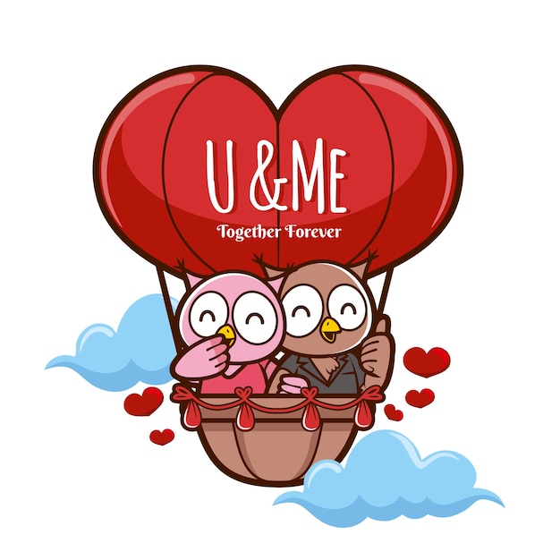 Free Vector valentines day animal couple with owls