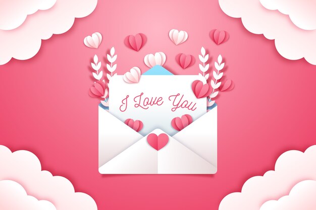 Valentines day background in paper style