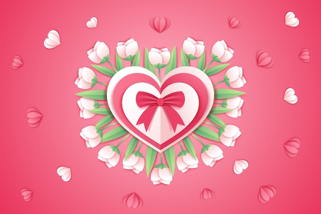 Free vector valentines day background in paper style