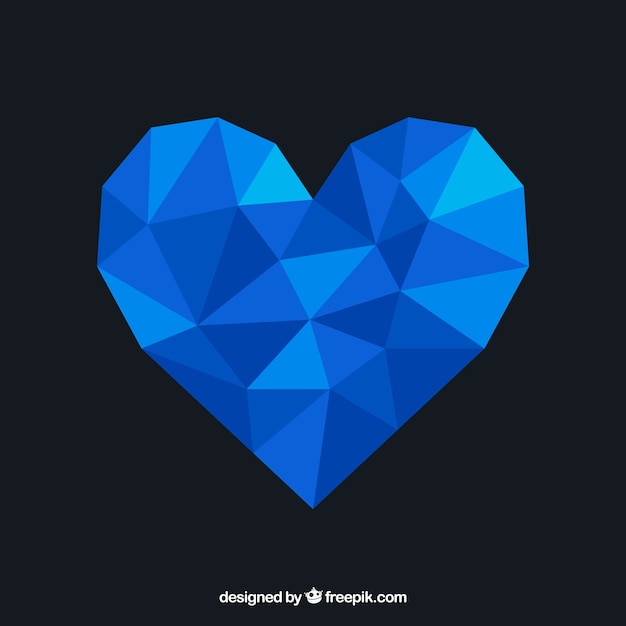 Free Vector valentines day background with blue polygonal heart