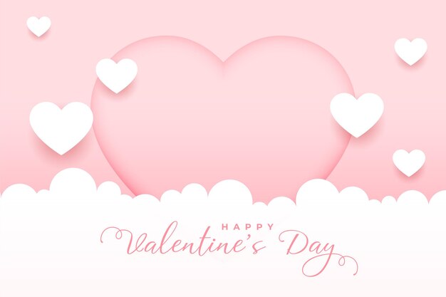 Valentines day background with flying hearts in soft pink backdrop