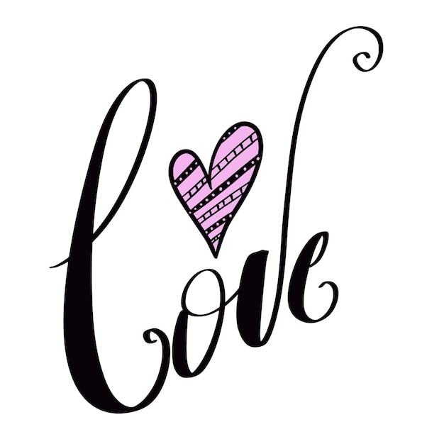 Valentines Day background with hand drawn love word design