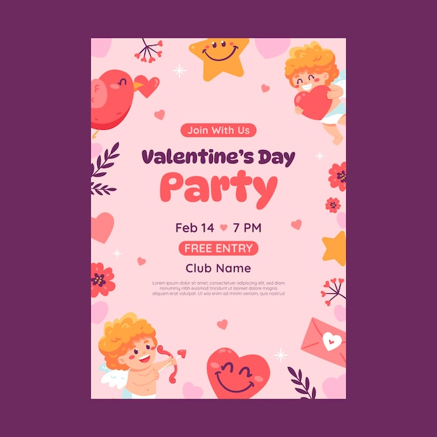 Valentines day celebration invitation template