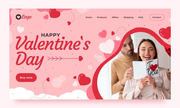 Valentines day celebration landing page template