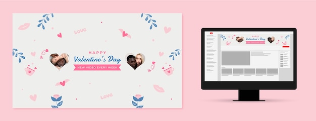 Free Vector valentines day celebration youtube channel art