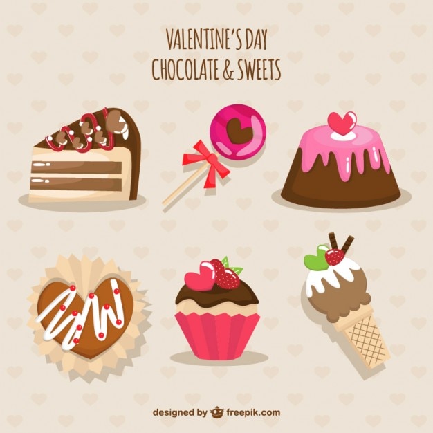 Free Vector valentines day chocolate and sweets