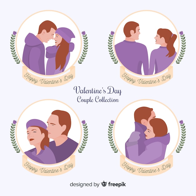 Free Vector valentines day couple collection